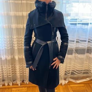 MACKAGE Shearling Accent Wool Coat